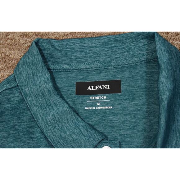 Alfani Mens Polo Shirt Medium Peacock Short Sleeve Stretch Mosture Wicking New - Picture 4 of 6